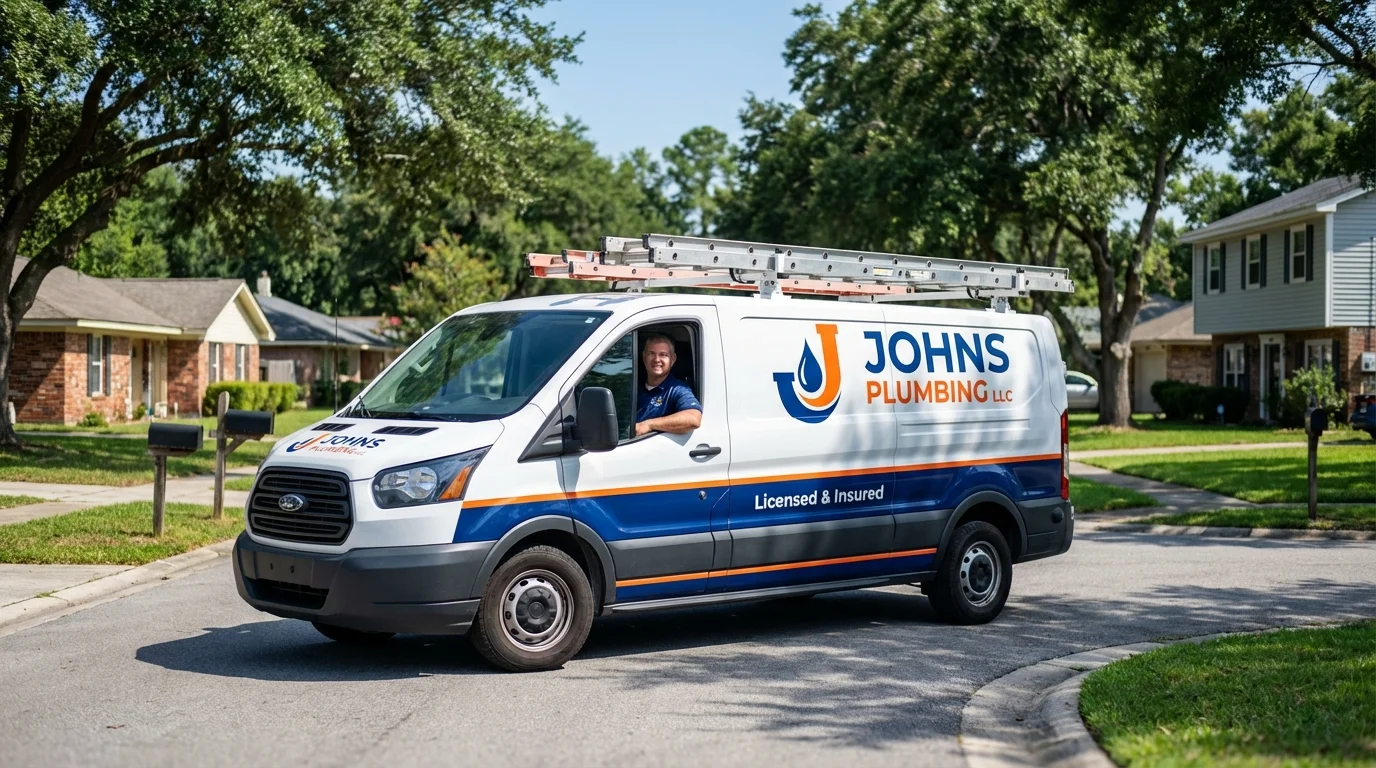 Johns Plumbing LLC service van in Levant, ME