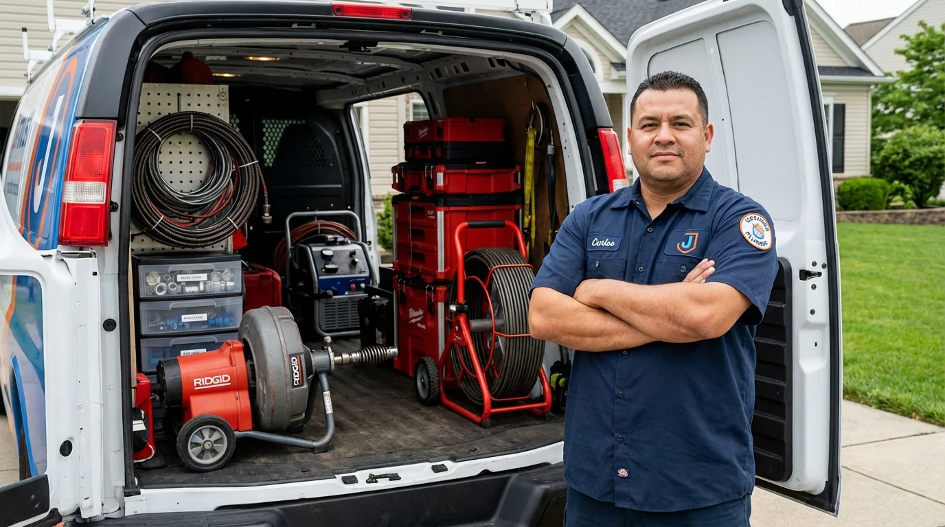 Professional drain cleaning equipment and Johns Plumbing LLC plumber in Levant