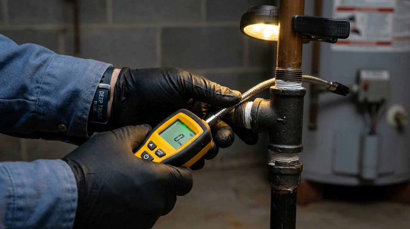 Gas leak detection with electronic sniffer by Johns Plumbing LLC in Levant